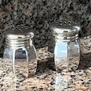Vintage Octagonal Sterling Silver Miniature Salt & Pepper Shaker Set